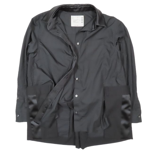 20aw サカイ sacai ドッキング シャツ ブラウス 再構築 サテン地 切替 
