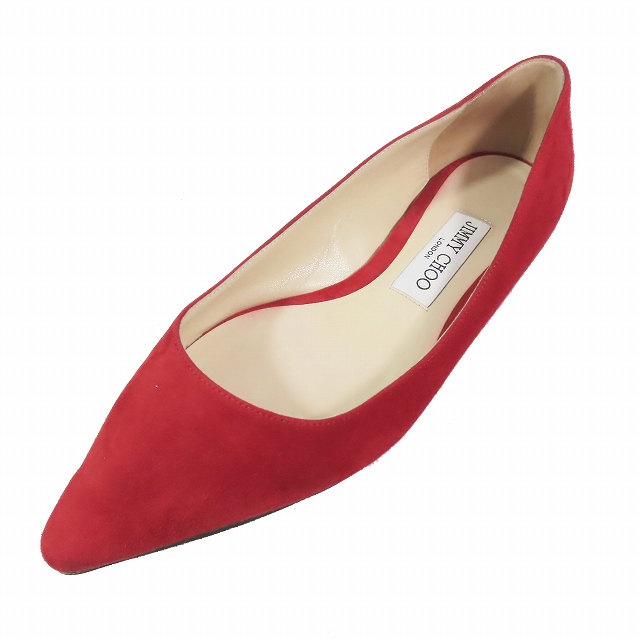 JIMMY CHOO】ジミーチュウポインテッドトゥ フラットシューズ37