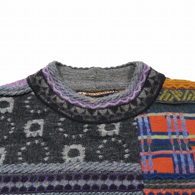 美品★M&KYOKO 長袖セーター マルチカラー　タグあり◎ エムアンドキョウコ M.&KYOKO アシンメトリーデザイン 総柄 ニット