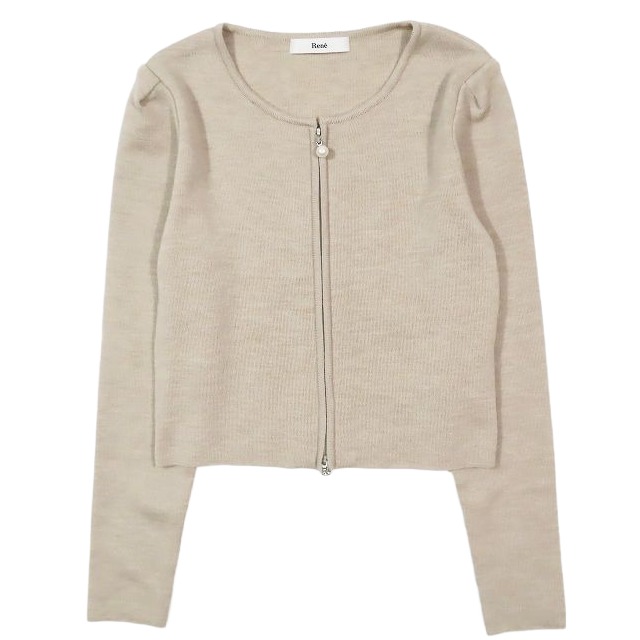 美品 19aw ルネ Rene パール ジップ カーディガン ニット