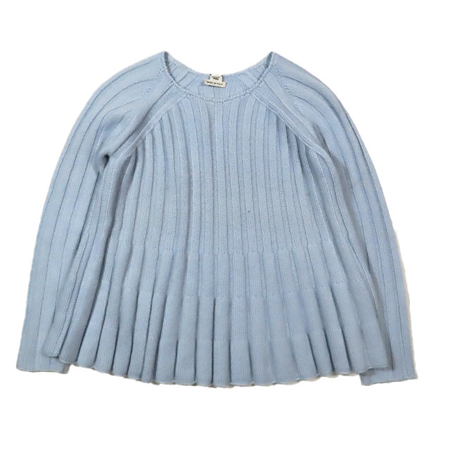 エルメス HERMES CASHMERE RIB KNIT FLARE SWEATER カシミヤ ニット セーター ボートネック 長袖 フレア 水色 ライトブルー 34 レディース エルメス HERMES CASHMERE RIB KNIT FLARE SWEATER カシミヤ
