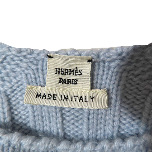 エルメス HERMES CASHMERE RIB KNIT FLARE SWEATER カシミヤ ニット セーター ボートネック 長袖 フレア 水色 ライトブルー 34 レディース エルメス HERMES CASHMERE RIB KNIT FLARE SWEATER カシミヤ