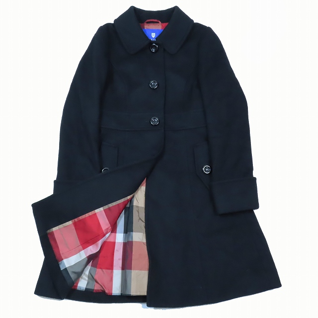 【高級】ブルーレーベルクレストブリッジ ウールコート ロング 茶 レッドチェック ブルーレーベルクレストブリッジ BLUE LABEL CRESTBRIDGE ウール