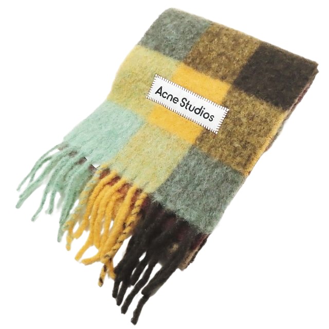 ACNE STUDIOS アクネストゥディオズ　黄色系チェック柄　マフラー ACNE STUDIOS アクネストゥディオズ 黄色系チェック柄 マフラー 楽天