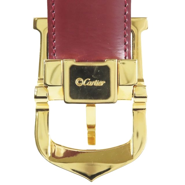 【美品 箱付き】カルティエ　Cアロンジェ　リバーシブル　ベルト　シルバーバックル カルティエ Cartier C アロンジェ ベルト 本革 レザーベルト