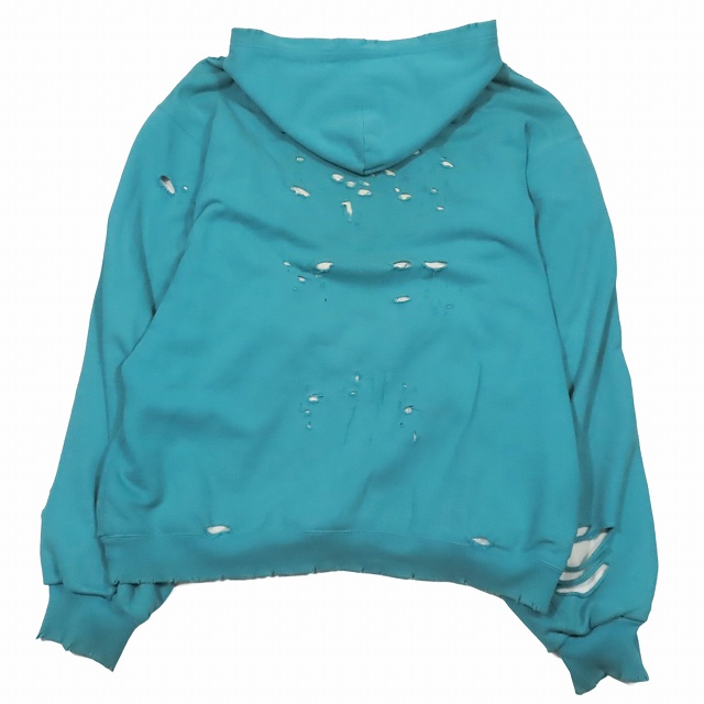確認用！BALENCIAGA デストロイフーディ パーカー ターコイズ