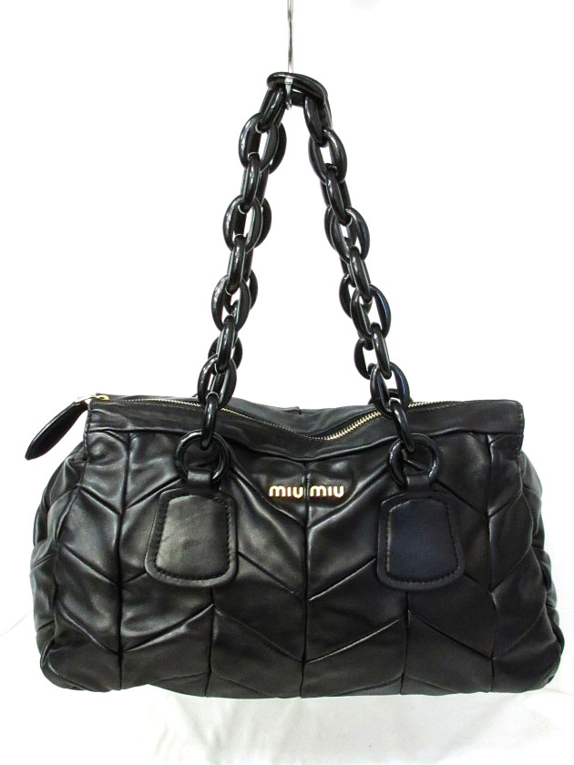 ミュウミュウ miumiu ショルダーバッグ プラ チェーン レザー 