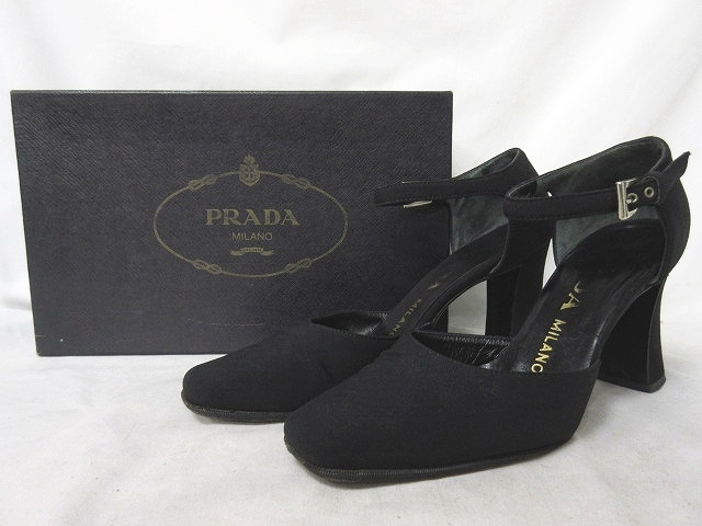 プラダ PRADA パンプス チャンキーヒール セパレート ストラップ 