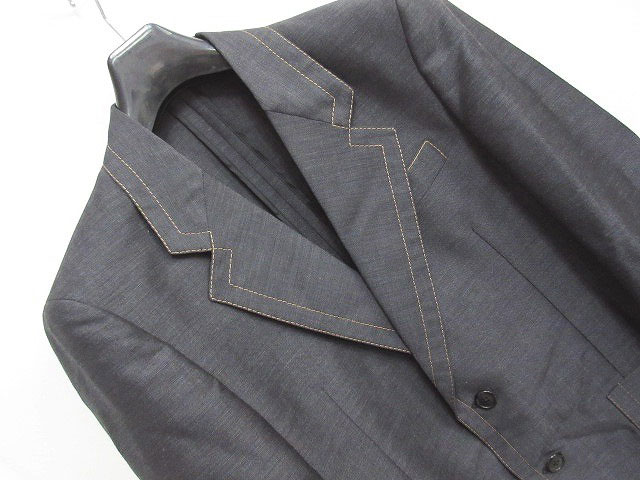 プラダ PRADA テーラードジャケット 背抜き ステッチ 2B モヘア ウール