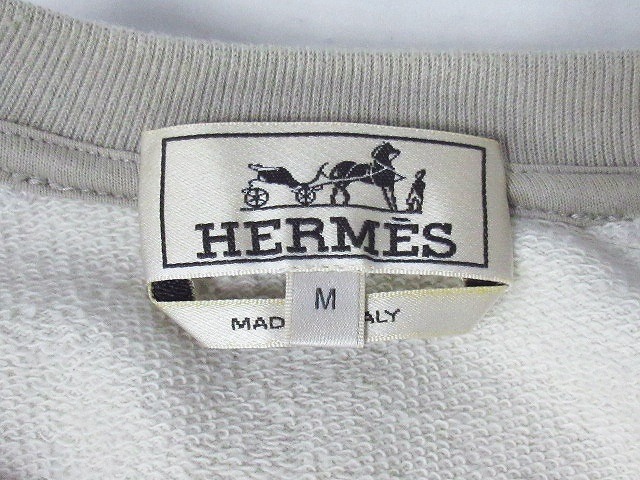 HERMES エルメス トレーナー スウェット M ロゴ刺繍 Vネック ホース