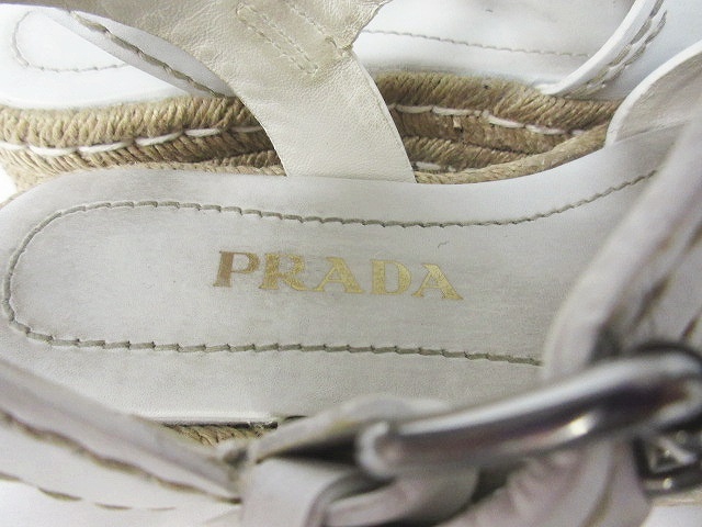 プラダ PRADA 厚底サンダル エスパドリーユ フラット レザー