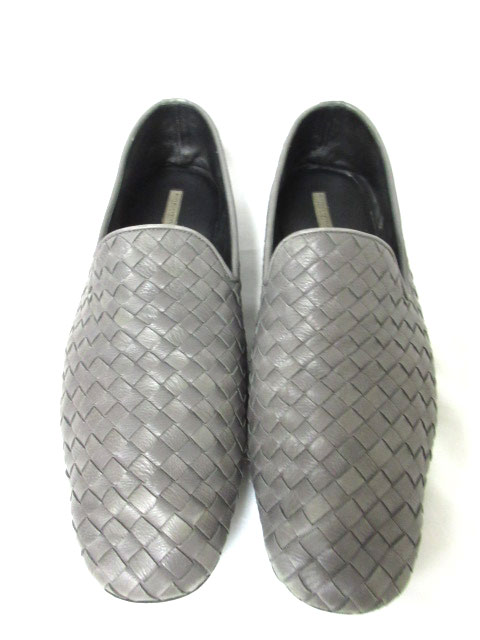 ボッテガヴェネタ Bottega Veneta スリッポン オペラシューズ イントレチャート 靴 レザー 約27cm グレー 灰 0111 メンズ 098 ベクトルパーク