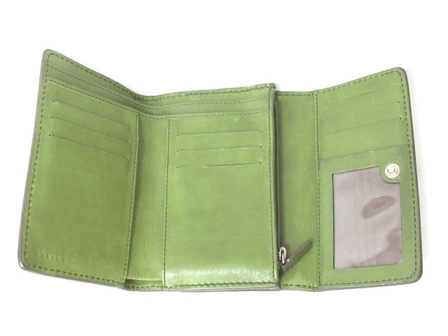 セリーヌ CELINE 三つ折り 財布 コンパクトウォレット レザー グリーン