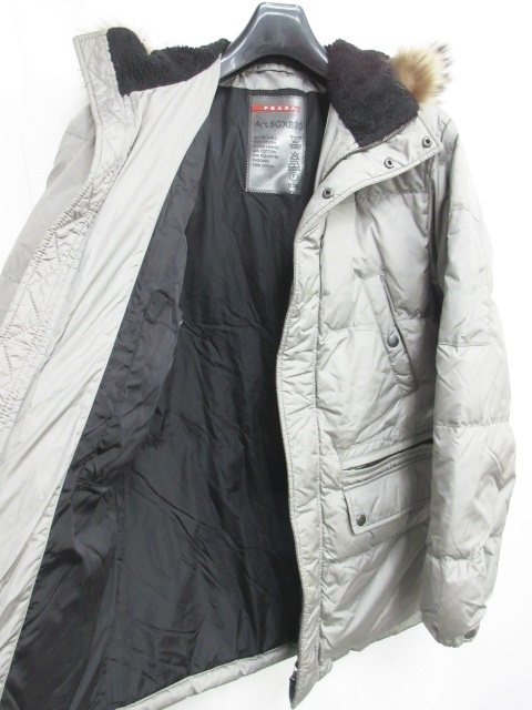 PRADA グレー ダウンジャケット ファー付き プラダスポーツ PRADA SPORT ダウンジャケット ファー付き ブルゾン