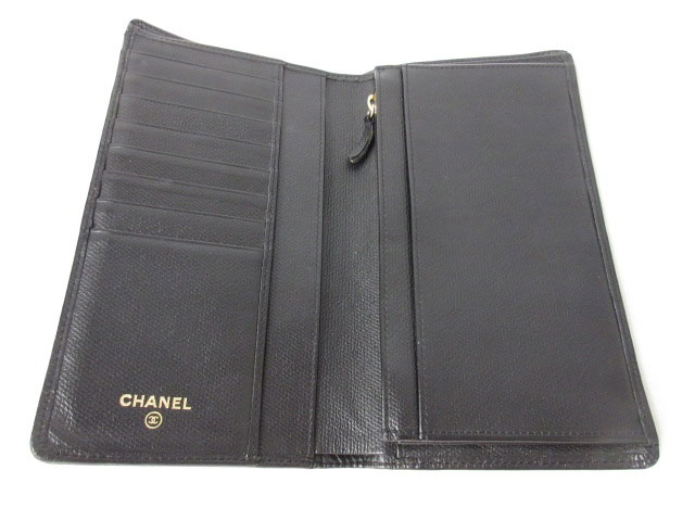 シャネルCHANEL ココボタンロングウォレットブラック二つ折り