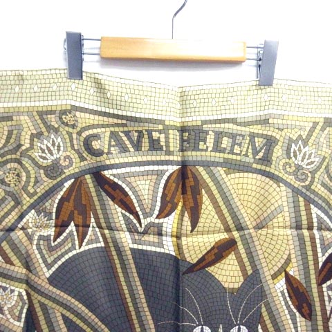 エルメス HERMES スカーフ CAVE FELEM 猫に注意 カレ 90 ネコ アニマル