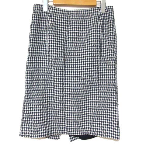 バーバリー ロンドン BURBERRY LONDON スカート 膝丈 リネン混 千鳥格