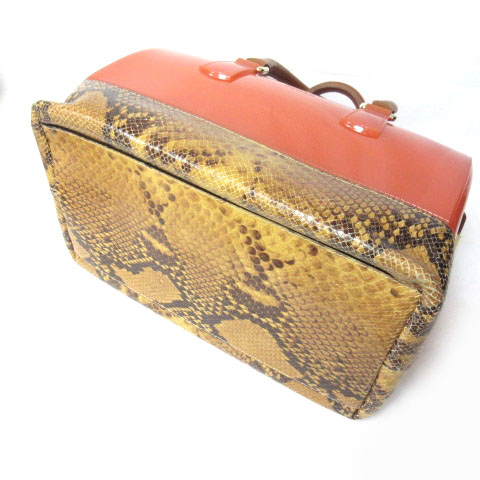 フルラ FURLA キャンディバッグ ボストンバッグ パイソン 切替 レザー  