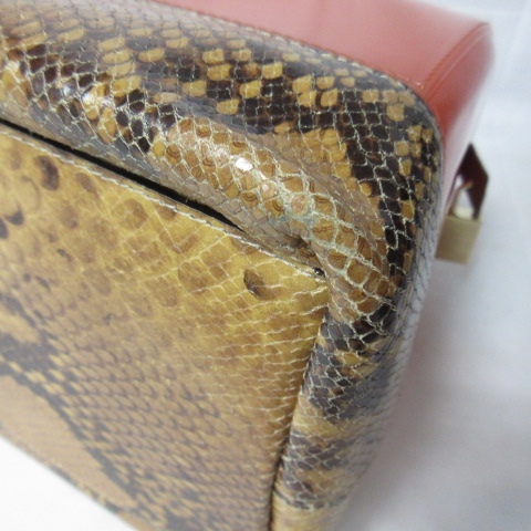 フルラ FURLA キャンディバッグ ボストンバッグ パイソン 切替 レザー 