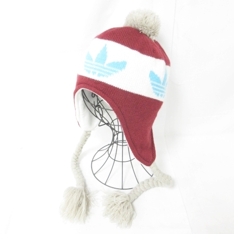 old adidas デッドストック ボンボン 耳あて レトロ ニット帽 Y2K 00's adidas ニット帽 ポンポン ボンボン Y2K ホワイト - メルカリ
