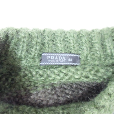 プラダ Prada セーター モヘア ニット ボーダー ざっくり編み 長袖 グレー グリーン 緑 灰 44 01 メンズ 098 ベクトルパーク