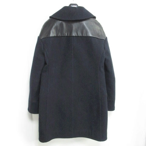セリーヌ CELINE ウール コート ダブル ミディアム丈 ヨーク レザー