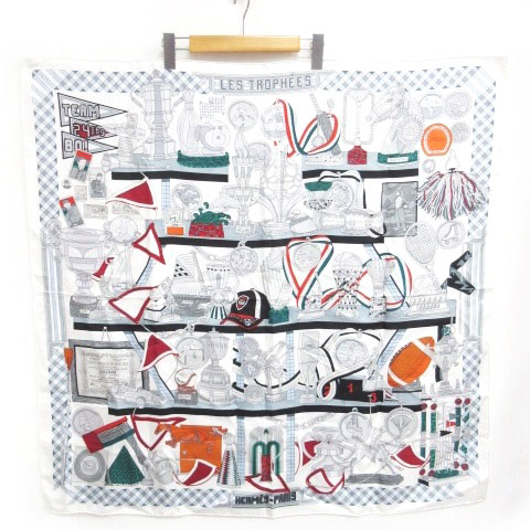 エルメス HERMES カレ 90 シルク スカーフ LES TROPHEES トロフィー 