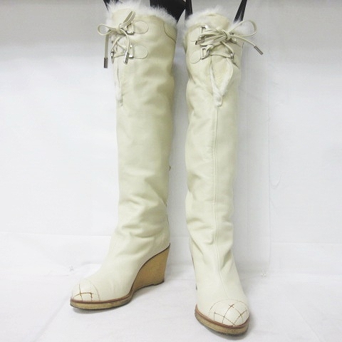 シャネル ロングブーツ ファー付き 24cm