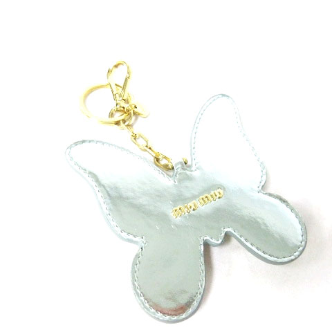 ミュウミュウ miumiu 蝶 チャーム キーホルダー キーリング ビジュー 