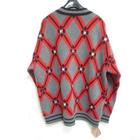 未使用品 ミュウミュウ miumiu 18AW ビジュー付き ニット カーディガン 