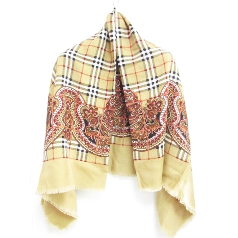 バーバリーズ Burberrys ストール 大判 チェック ウール100 スクエア ヴィンテージ フリンジ ブラウン 茶 1228 レディース 098 ベクトルパーク