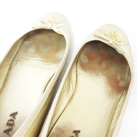 プラダ PRADA フラットシューズ バレエ パンプス ロゴ リボン