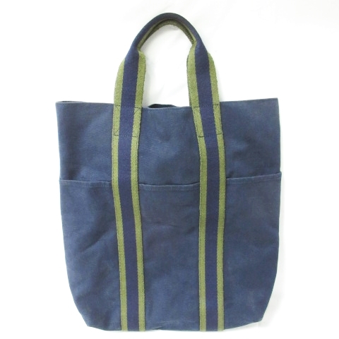 エルメス HERMES フールトゥ カバス トートバッグ キャンバス ネイビー 