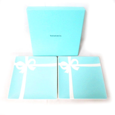 未使用品 ティファニー Tiffany Co ブルーボックス ブルーボウ デザートプレートセット リボン プレート 皿 2枚 箱付き 0301 その他 098 ベクトルパーク
