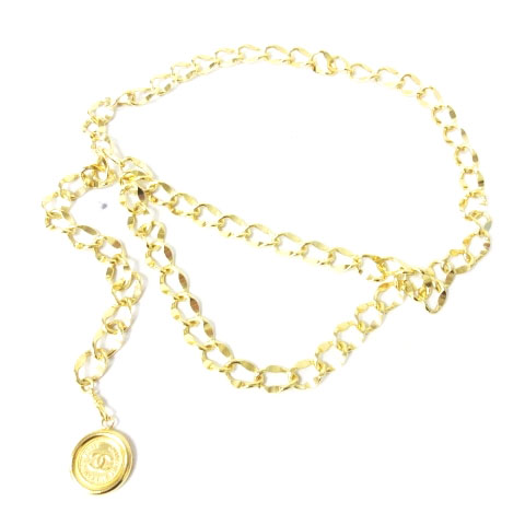 シャネル CHANEL チェーン ベルト メダル コイン チャーム付き 