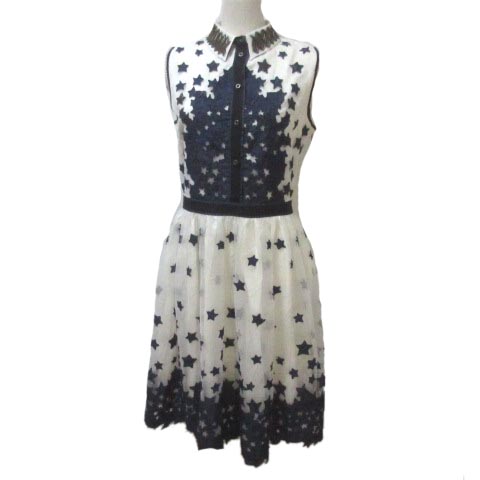 ディーゼル Diesel ワンピース スター 星 ひざ丈 ノースリーブ 白 紺 ホワイト ネイビー S X レディース 098 ベクトルパーク