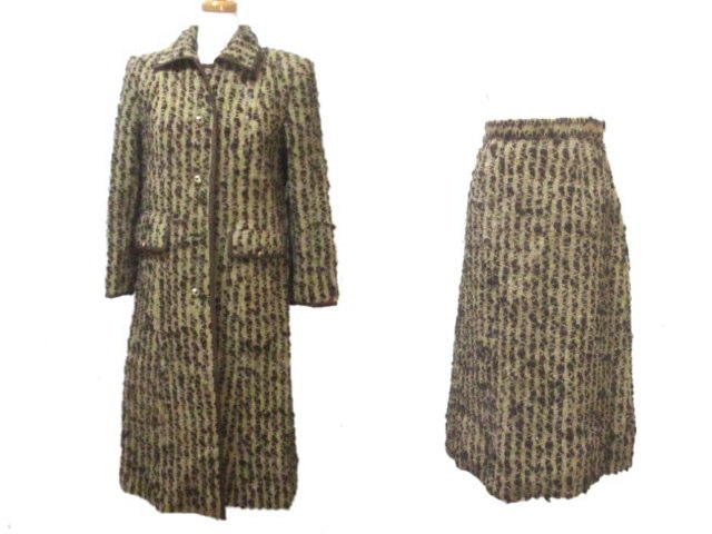 銀座マギー コート セットアップ スカート ニット ひざ丈 台形 茶系 ブラウン系 9 ウール X レディース 098 ベクトルパーク