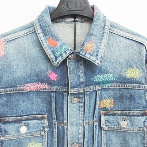 未使用品 ディオールオム Dior HOMME 19AW ボロ刺繍 デニムジャケット 