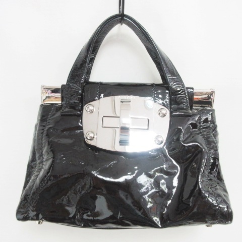 ミュウミュウ miumiu 美品 ハンドバッグ ターンロック エナメル レザー  