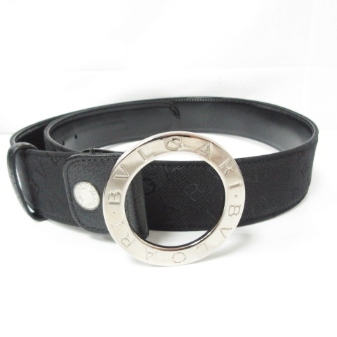 ブルガリ BVLGARI 美品 ロゴマニアベルト ロゴバックル ジャガード 総  