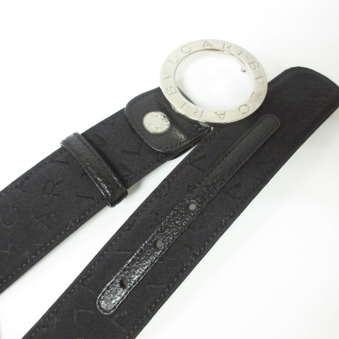 ブルガリ BVLGARI 美品 ロゴマニアベルト ロゴバックル ジャガード 総  