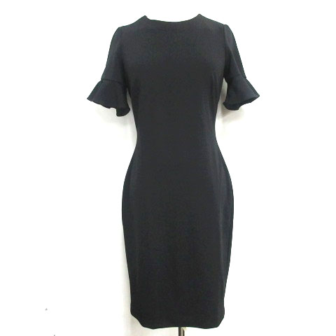 カルバンクライン Calvin Klein ワンピース ひざ丈 フリルスリーブ 無地 ブラック 黒 4 1122 Rrr レディース 098 ベクトルパーク
