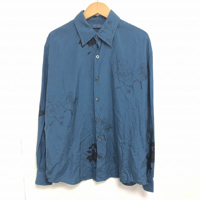 セモー Semoh フラワープリント 花柄 シルク シャツ 長袖 青 ブルー 1 10 メンズ 098 ベクトルパーク