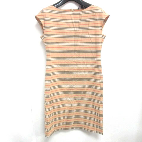 バーバリー ロンドン Burberry London ボーダー ワンピース 半袖 ひざ丈 コットン ブラウン系 40 1229 Rrr レディース 098 ベクトルパーク