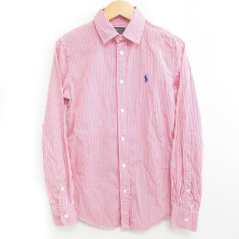 ポロ ラルフローレン Polo Ralph Lauren ストライプシャツ コットン ロゴ 刺繍 Custom Fit 長袖 赤 白 0 0302 メンズ 098 ベクトルパーク