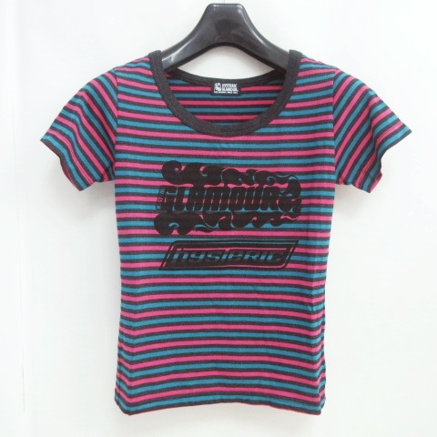 ヒステリックグラマー Hysteric Glamour Fire Logoプリント チビ Tシャツ ボーダー ショート丈 サイケ 011ct26 ラメ糸 マルチカラー F 1025 レディース 098 ベクトルパーク