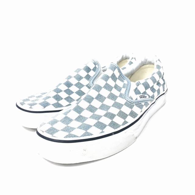バンズ Vans スリッポン スニーカー チェッカーボード チェック柄 水色 白 ブルー ホワイト 24 5cm 0319 レディース 098 ベクトルパーク