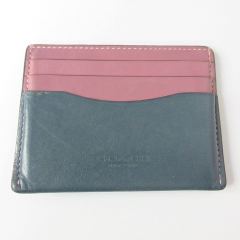 コーチ Coach カードケース 名刺入れ マチ無し レザー ピンク グレー 0131 レディース 098 902010300046 ベクトルパーク