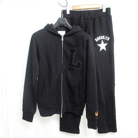 ルシアンペラフィネ Lucien Pellat Finet セットアップ スウェット パーカー 上下 刺繍 Lpf ロゴ ブラック 黒 Xs 1114 メンズ 098 ベクトルパーク