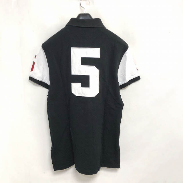 【人気✨】ポロバイラルフローレン半袖ポロシャツ ブラック　ビッグポニー刺繍M 人気✨】ポロバイラルフローレン半袖ポロシャツビッグポニー刺繍